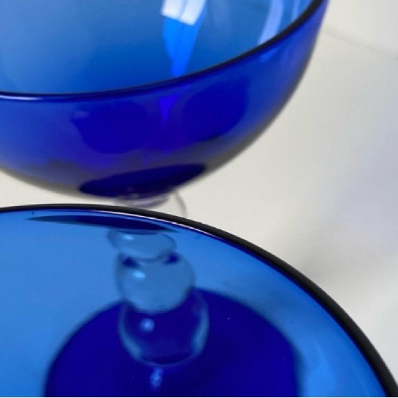 Bryce Brothers Cobalt Blue Aristocrat Wine Glass Sherbet Set of 2 of Ball Stem - Picture 7 of 11